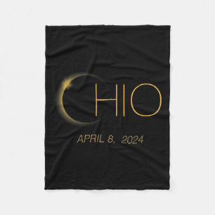Solar Eclipse 2024 Total Solar Eclipse State Ohio  Fleece Blanket