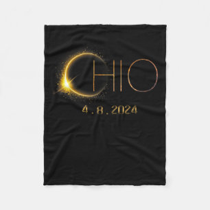 Solar Eclipse 2024 Total Solar Eclipse State Ohio Fleece Blanket