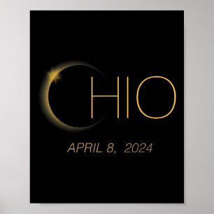 Solar Eclipse 2024 Total Solar Eclipse State Ohio  Poster