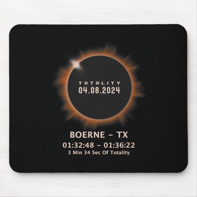 Solar Eclipse 2024 Totality 04.08.24 Texas Tx  Mouse Pad (Front)