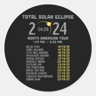 Solar Eclipse 2024 Totality April 8 Men Women Kids Classic Round Sticker