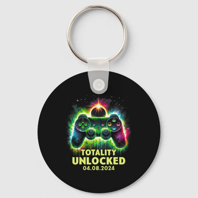 Solar Eclipse 2024 Video Game Gaming  Keychain (Front)