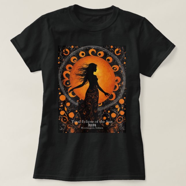 Solar Eclipse 2 Sides YOUR Text Sun Dancer T-Shirt (Design Front)