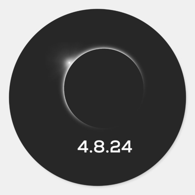Solar Eclipse 4824 April 8th 2024  Classic Round Sticker (Front)