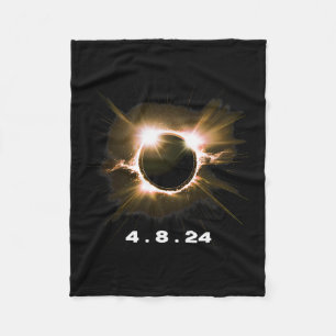 Solar Eclipse 4.8.24 Totality Event 2024 Souvenir  Fleece Blanket