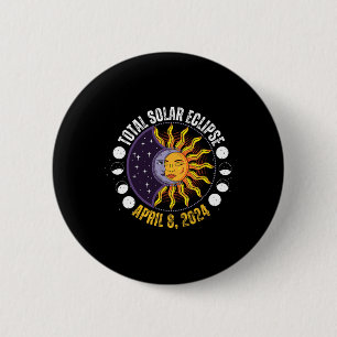 Solar Eclipse 8-4-2024 Eclipse With Sun 2 Inch Round Button