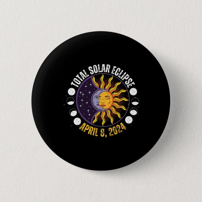 Solar Eclipse 8-4-2024 Eclipse With Sun  2 Inch Round Button (Front)