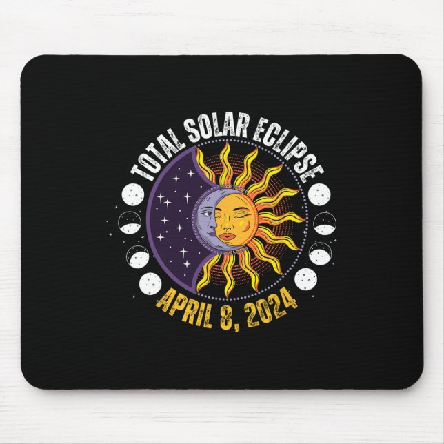 Solar Eclipse 8-4-2024 Eclipse With Sun  Mouse Pad (Front)