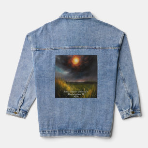 Solar Eclipse Add Custom Text Dark Sky 2024  Denim Jacket