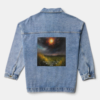 Solar Eclipse Add Custom Text Dark Sky 2024  Denim Jacket