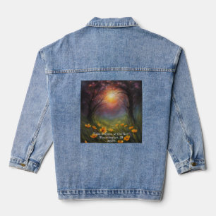 Solar Eclipse Add Text Spring Flowers Trees 2024 Denim Jacket