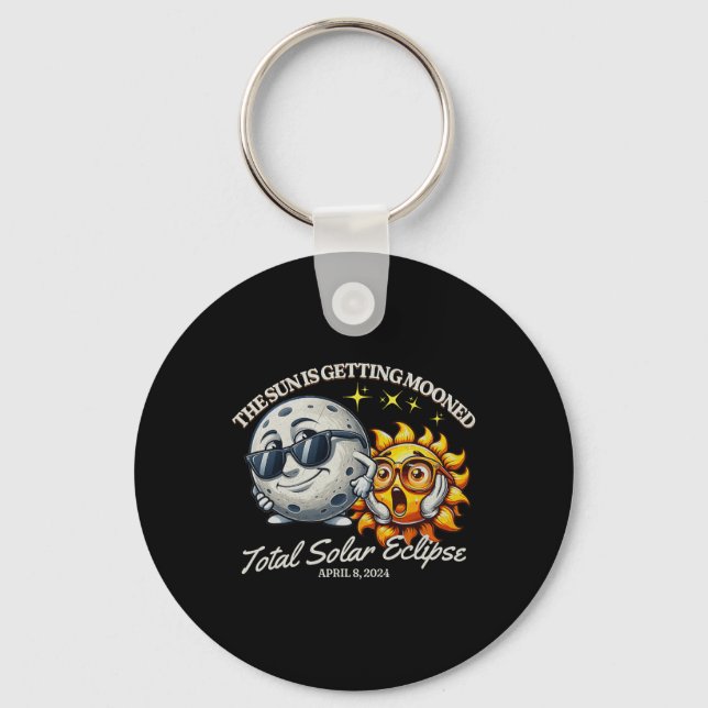 Solar Eclipse April 2024 Sun Is Getting Mooned  Keychain (Front)