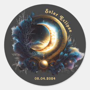 Solar Eclipse Arcane Occult Vintage Astronomy Classic Round Sticker