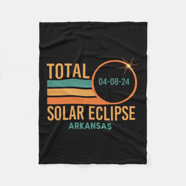 Solar Eclipse Arkansas April 8 2024 Total Totality Fleece Blanket (Front)