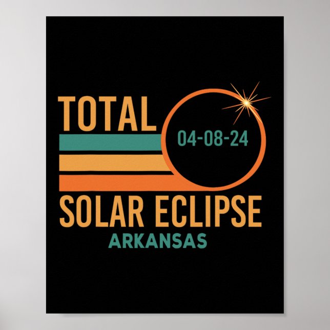 Solar Eclipse Arkansas April 8 2024 Total Totality Poster (Front)