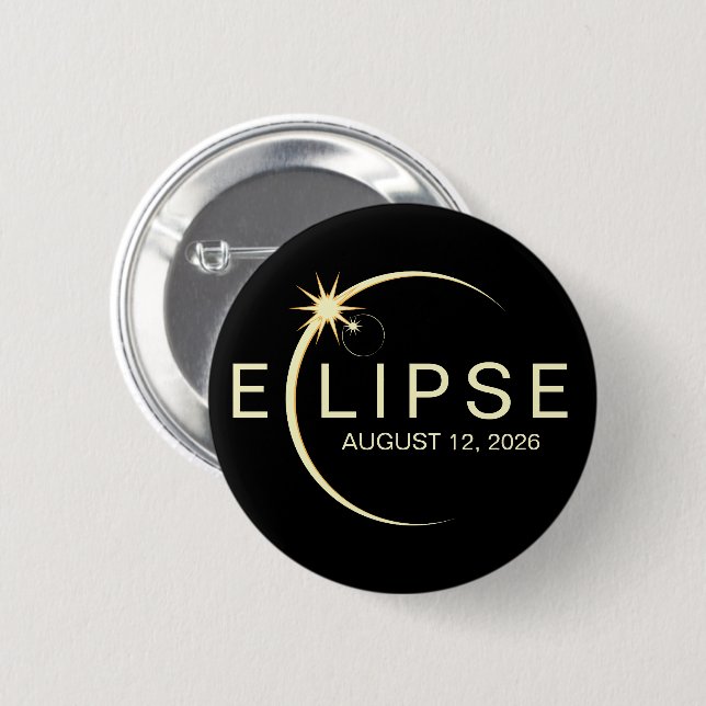Solar Eclipse Astronomy Event 2026 2 Inch Round Button (Front & Back)