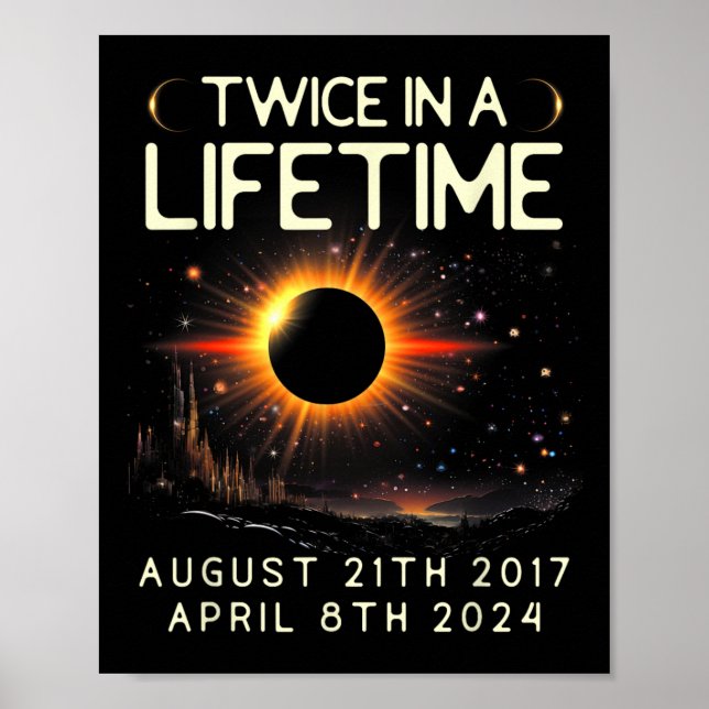 Solar Eclipse Astronomy Twice In Lifetime 2024 Sol Poster (Front)