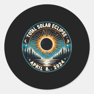 Solar Eclipse Astronomy Vintage 2024 Solar Eclipse Classic Round Sticker