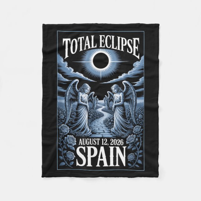 Solar Eclipse August 12 2026 Spain Total Design Fleece Blanket (Front)