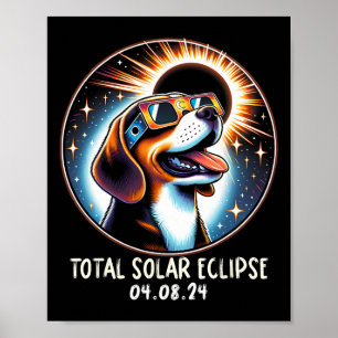 Solar Eclipse Beagle Wearing Glasses Pet April 8 2 Poster