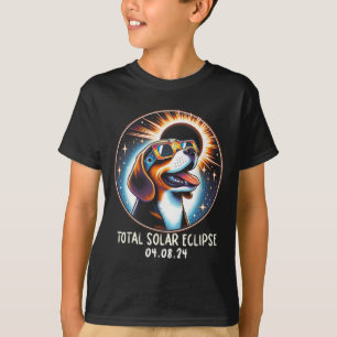 Solar Eclipse Beagle Wearing Glasses Pet April 8 2 T-Shirt