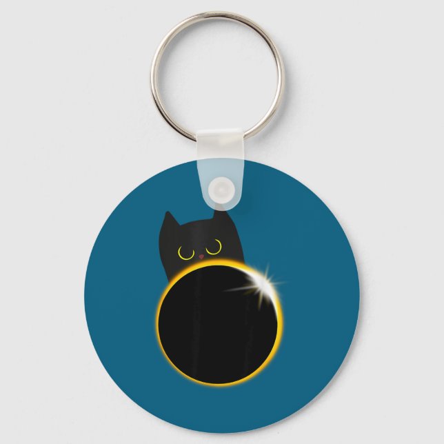 Solar Eclipse Black Cat Lover Keychain (Front)