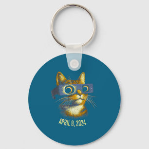 Solar Eclipse Black Cat Lover Keychain