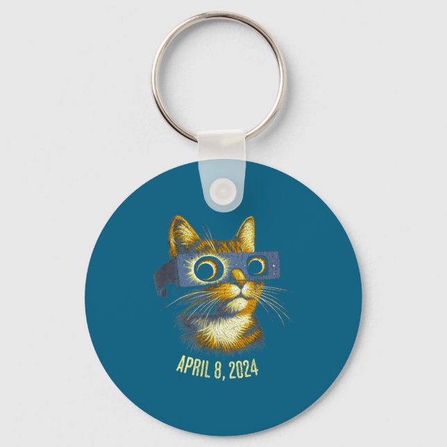 Solar Eclipse Black Cat Lover Keychain (Front)
