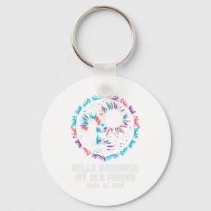 Solar Eclipse Cat Hello Darkness April 8 Women Gir Keychain