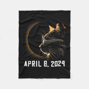 Solar Eclipse Cat Solar Eclipse Glasses Cat Fleece Blanket