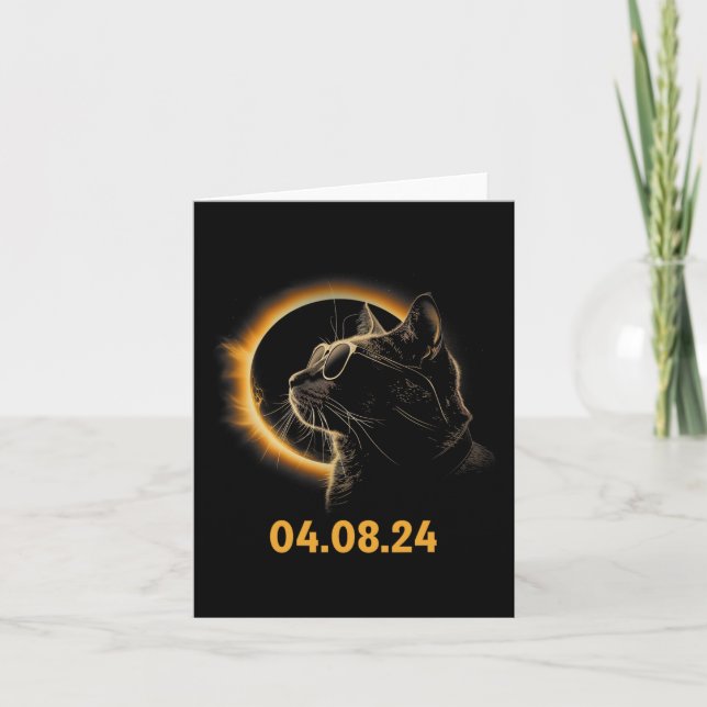 Solar Eclipse Cat Solar Eclipse Glasses Cat Fun  Card (Front)