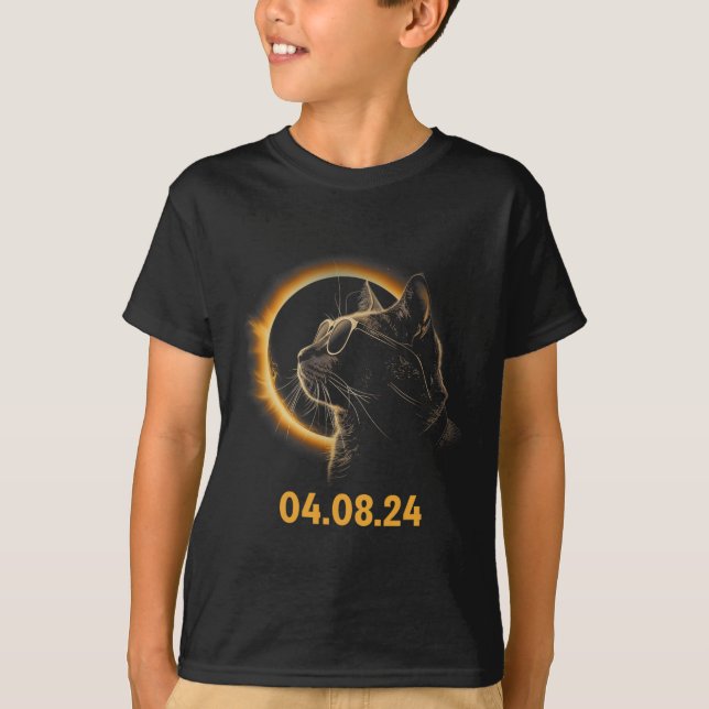 Solar Eclipse Cat Solar Eclipse Glasses Cat Fun  T-Shirt (Front)