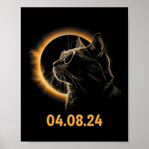 Solar Eclipse Cat Solar Eclipse Glasses Cat Funny Poster