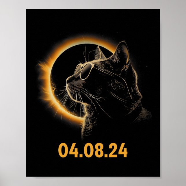Solar Eclipse Cat Solar Eclipse Glasses Cat Funny  Poster (Front)