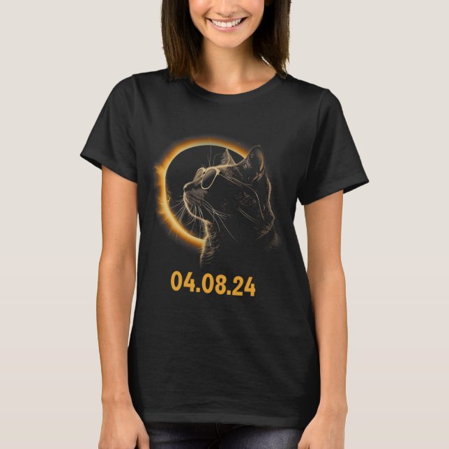 Solar Eclipse Cat Solar Eclipse Glasses Cat Funny  T-Shirt (Front)