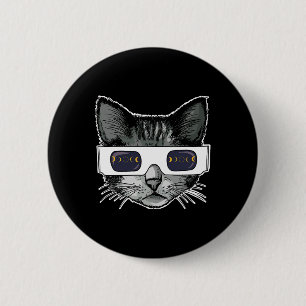 Solar Eclipse Cat Wearing Solar Eclipse Glasses 2 Inch Round Button