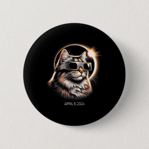 Solar Eclipse Cat Wearing Solar Eclipse Gles 2 Inch Round Button