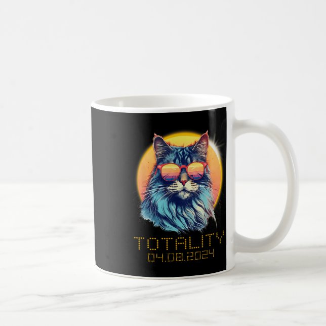 Solar Eclipse Cat Wearing Solar Eclipse Gles  Coffee Mug (Right)