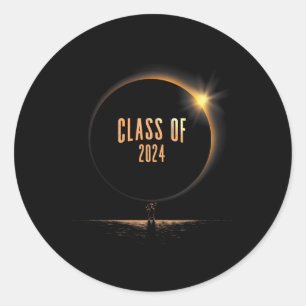 Solar Eclipse College Dabbing Graduation Cl Of 202 Classic Round Sticker