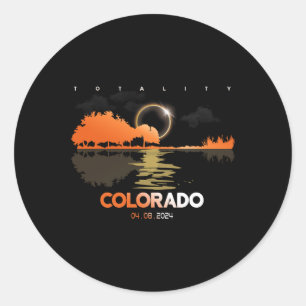 Solar Eclipse Colorado Guitar Totality  Classic Round Sticker