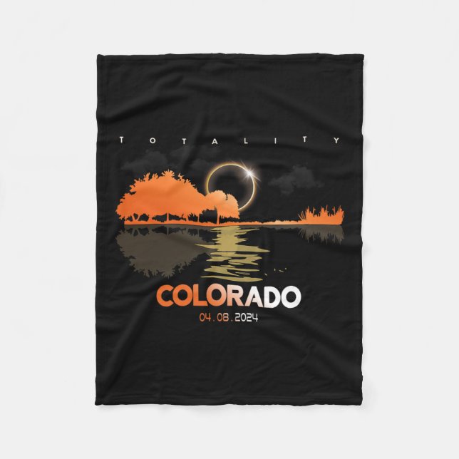 Solar Eclipse Colorado Guitar Totality  Fleece Blanket (Front)