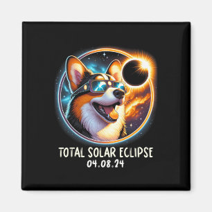 Solar Eclipse Corgi Wearing Glasses Pet April 8 20 Magnet