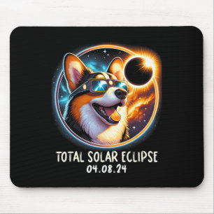 Solar Eclipse Corgi Wearing Glasses Pet April 8 20 Mouse Pad