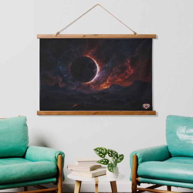 Solar Eclipse Cosmic Masterpiece Xzendor7 AI Art Hanging Tapestry (Living Room)