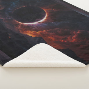 Solar Eclipse Cosmic Masterpiece Xzendor7 AI Art Sherpa Blanket