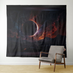 Solar Eclipse Cosmic Masterpiece Xzendor7 AI Art Tapestry