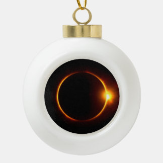 Solar Eclipse Dark Sun & Moon Ceramic Ball Christmas Ornament