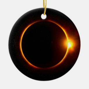 Solar Eclipse Dark Sun & Moon Ceramic Ornament