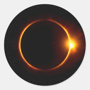 Solar Eclipse Dark Sun & Moon Classic Round Sticker
