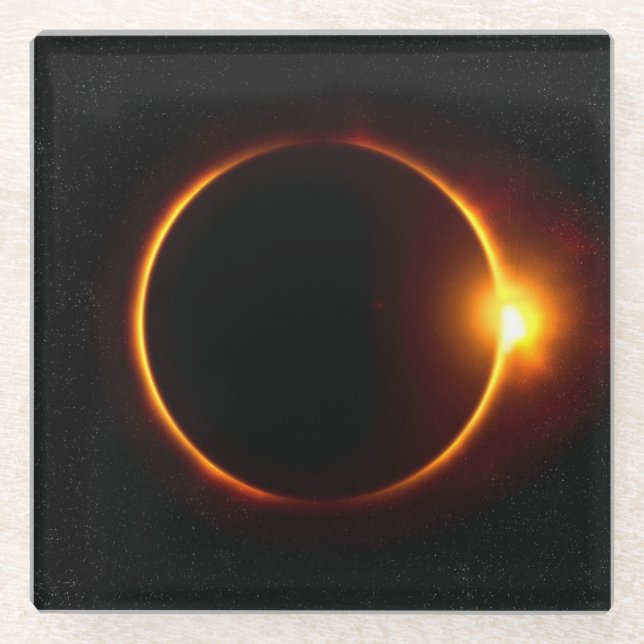 Solar Eclipse Dark Sun & Moon Glass Coaster (Front)